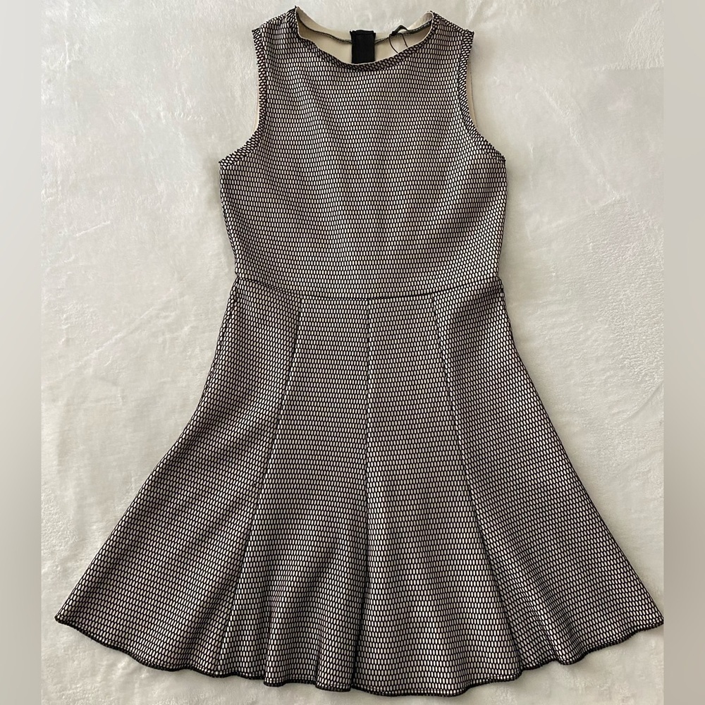 ZARA Woman Dress Black Ivory Textured Fit &‎ Flare NWOT Size Small